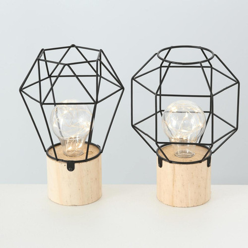 Becquet - AGOSTA LAMPE RONDE METAL ET BOIS - Lampes et luminaires Design