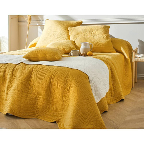 Becquet - Boutis BAILLARGUES jaune en coton - Linge de maison