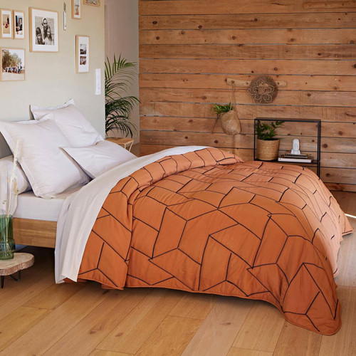 Becquet - Jeté de lit Brodé Orange terracotta - Plaid Design