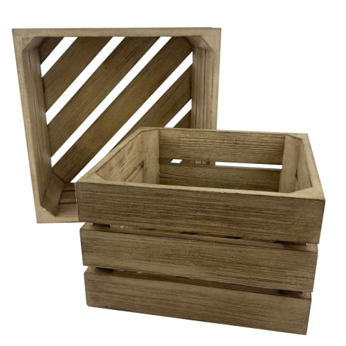 Becquet - Set de 2 caisses cubiques déco gigognes en pin  - Panier Et Boîte Design