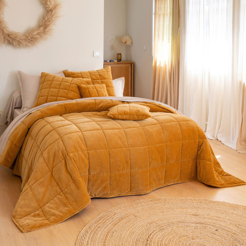 Becquet - Housse oreiller coton jaune  - Linge de lit orange