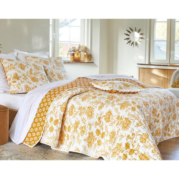 Couvre-lits  GISELA jaune en coton Becquet Linge de maison