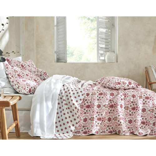 Becquet - Couvre-lits  MEJANE rose en coton  - Couvre-lit, jeté de lit Becquet