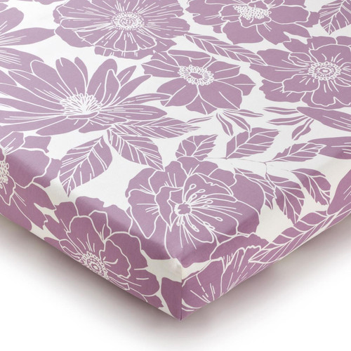 Drap en coton à motifs fleuris violet POETIQUE  Becquet