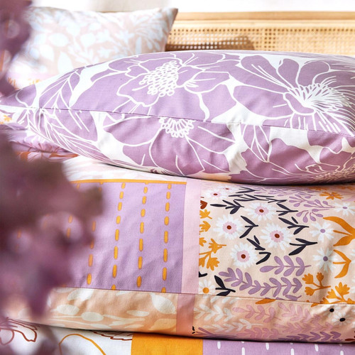 Taie d'oreiller double face en coton à motifs fleuris violet POETIQUE  Taie d'oreiller, traversin