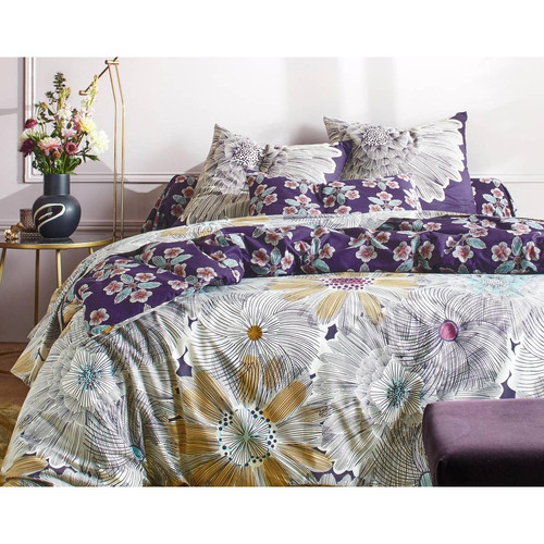 Becquet - Drap  PURPLE FLO violet en coton - Nouveautés Linge de lit