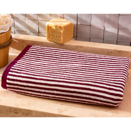 Becquet - Drap de bain CHARLIE violet aubergine en coton - Serviette, drap de bain