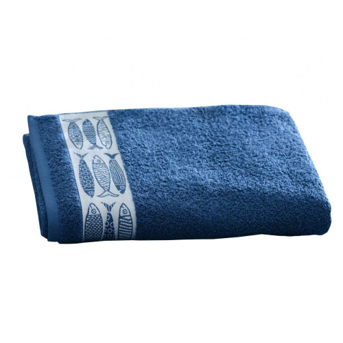 Becquet - Drap de bain SARDINETTE bleu en coton - Soldes Linge De Maison