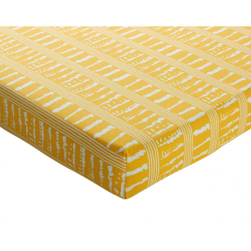 Becquet - Drap-housse  TERRE DE SOLEIL jaune en coton - Draps housse 140 x 190 cm ou 140 x 200 cm