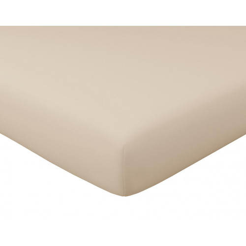 Becquet - Drap-housse beige en satin de coton - Draps housse 140 x 190 cm ou 140 x 200 cm