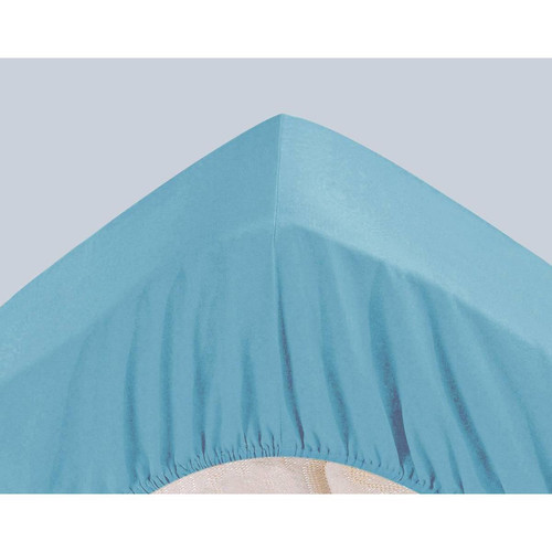 Becquet - Drap-housse Grands Bonnets 32 cm  bleu ciel en polycoton - Draps housse 180 x 200 cm