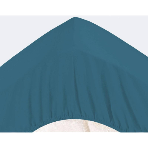 Becquet - Drap-housse Grands Bonnets 32 cm bleu canard en percale - Draps housse bleu