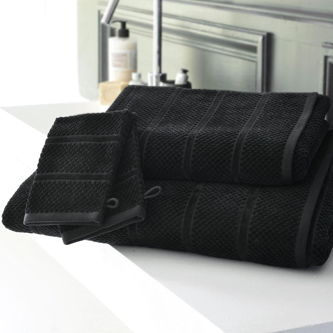 serviette de toilette coton velours éponge noire aliciaserv