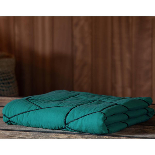 Becquet - Jeté de lit  CALISSON bleu canard en polyester microfibre - Couvre lits jetes de lit 230 x 250 cm