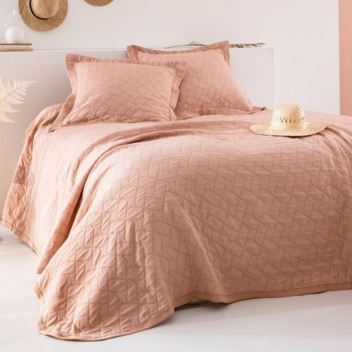 Becquet - Jeté de lit réversible CURVES orange en coton - Jetés de lit ou de canapé