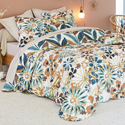 Becquet - Jeté de lit réversible ROSELIERE multicolore en coton - Plaid Design