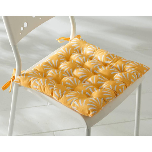 Becquet - Lot de 2 galettes de chaise spécial extérieur LUBERON jaune maïs en coton - Coussin extérieur