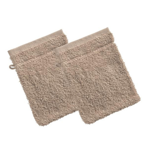 Becquet - Lot de 2 gants de toilette beige ficelle en coton CLAIRE  - Linge de bain