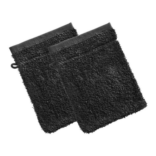 Becquet - Lot de 2 gants de toilette CLAIRE 420  en coton gris charbon - Linge de bain Becquet