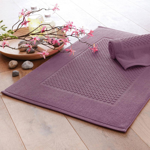 Lot de 2 tapis de bain GALAXI  violet prune en coton Becquet Linge de maison