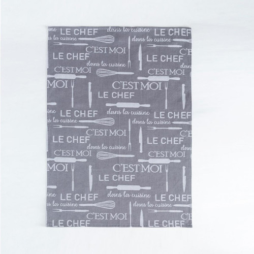 Becquet - Lot de 3 torchons KITCHENCHEF gris en coton - Promos linge de table