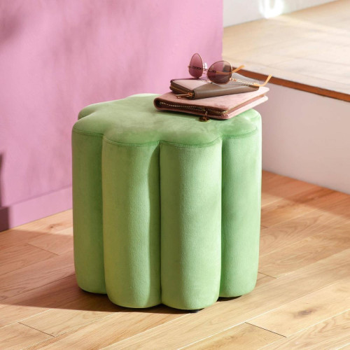 Becquet - Pouf en velours en forme de fleur vert  - Chaise Et Tabouret Et Banc Design