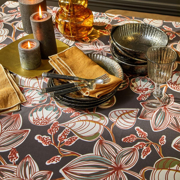 Nappe de table double face imprimé motifs feuillage Multicolore GILINAPPE  Becquet