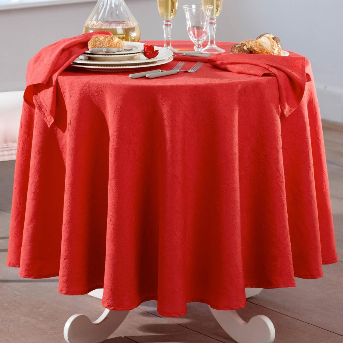 lot de 3 serviettes de table effet froissé fontana rouge rubis