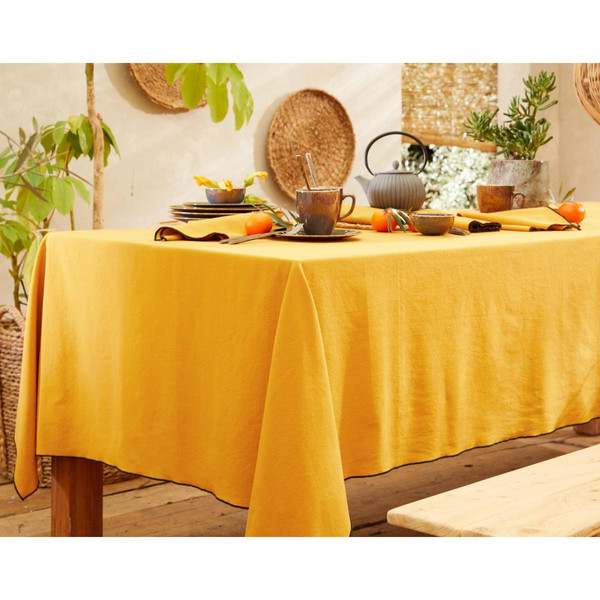 Nappe  HONO jaune en coton lavé Becquet Linge de maison