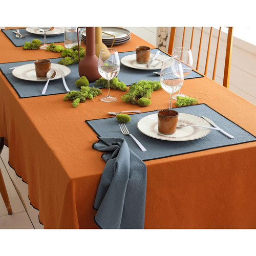 Becquet - Nappe HONO orange en coton - Linge de table