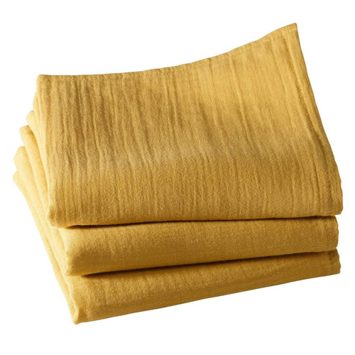 Becquet - Lot de 3 serviettes de table jaune - Linge de maison