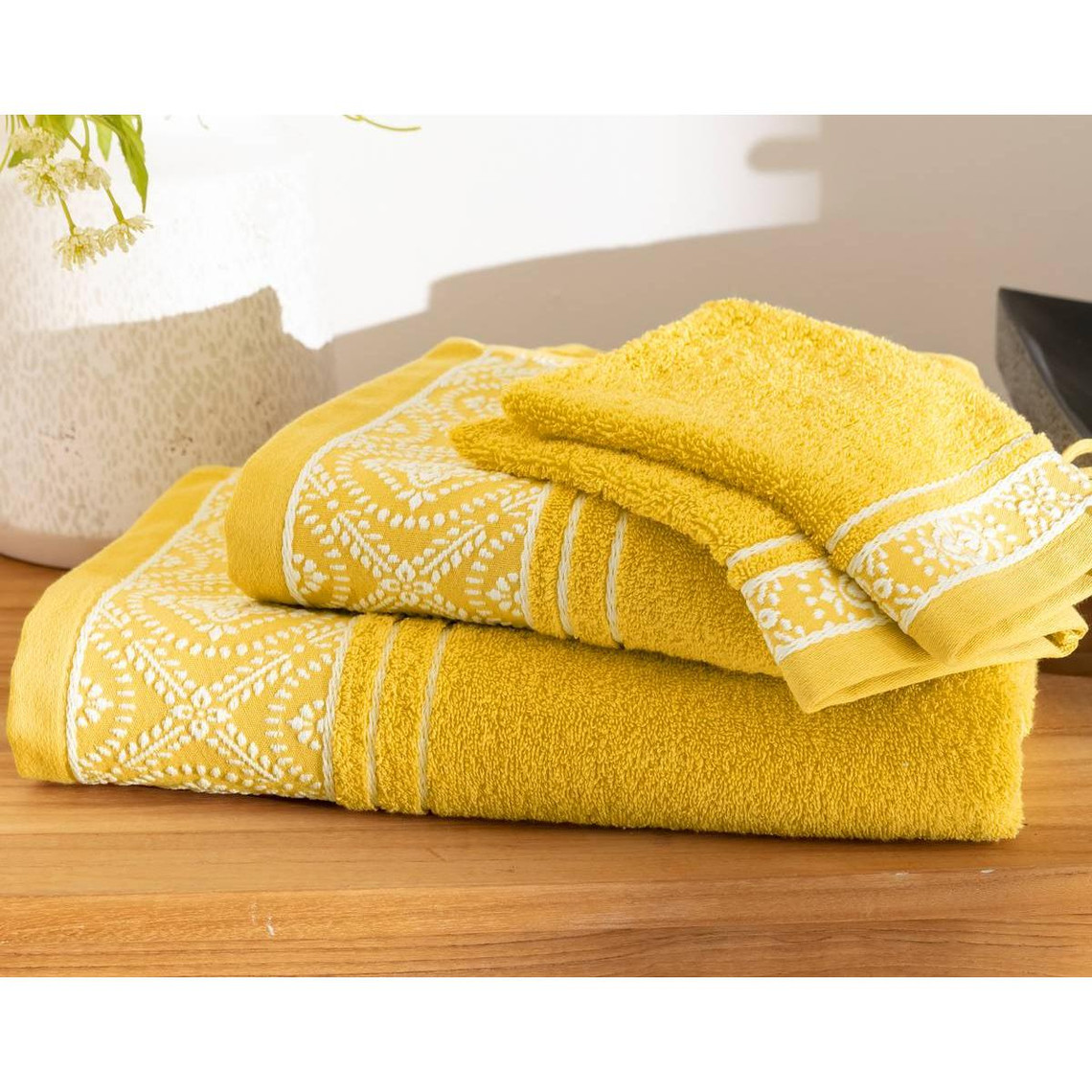 serviette de bain  bysantine jaune en coton