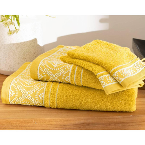 Becquet - Serviette de bain  BYSANTINE jaune en coton  - Serviettes draps de bain jaune