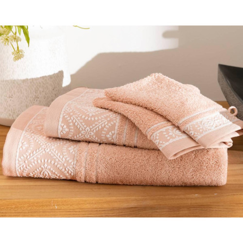 Becquet - Serviette de bain  BYSANTINE rose en coton  - Serviettes draps de bain rose