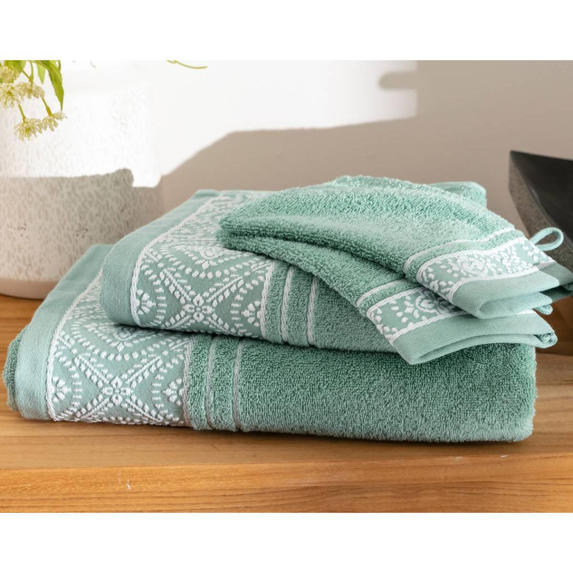 serviette de bain  bysantine vert en coton
