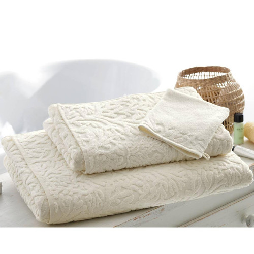Becquet - Serviette de bain  CORALANE blanc cassé en coton - Serviettes draps de bain blanc