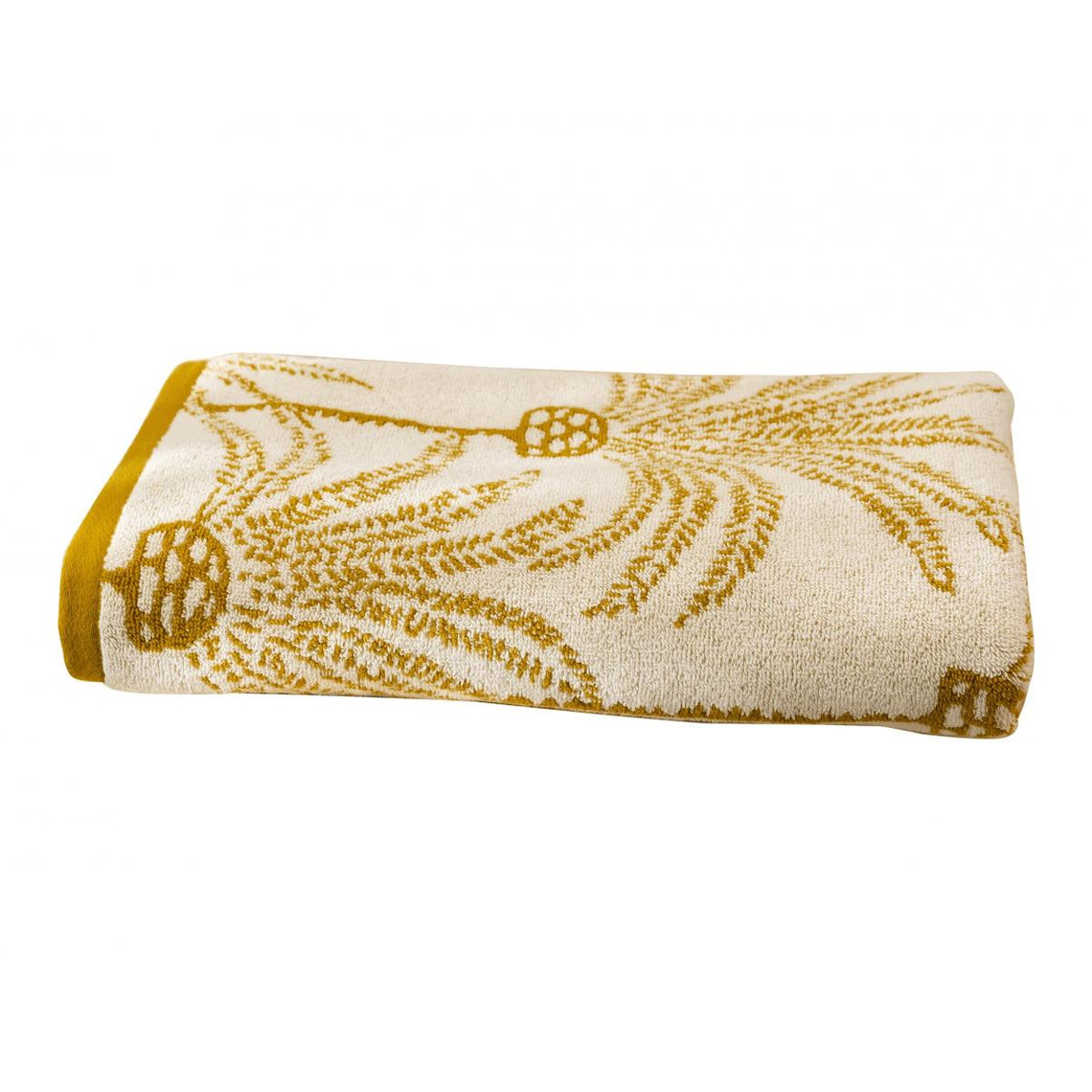 serviette de bain palmarix jaune ocre en coton