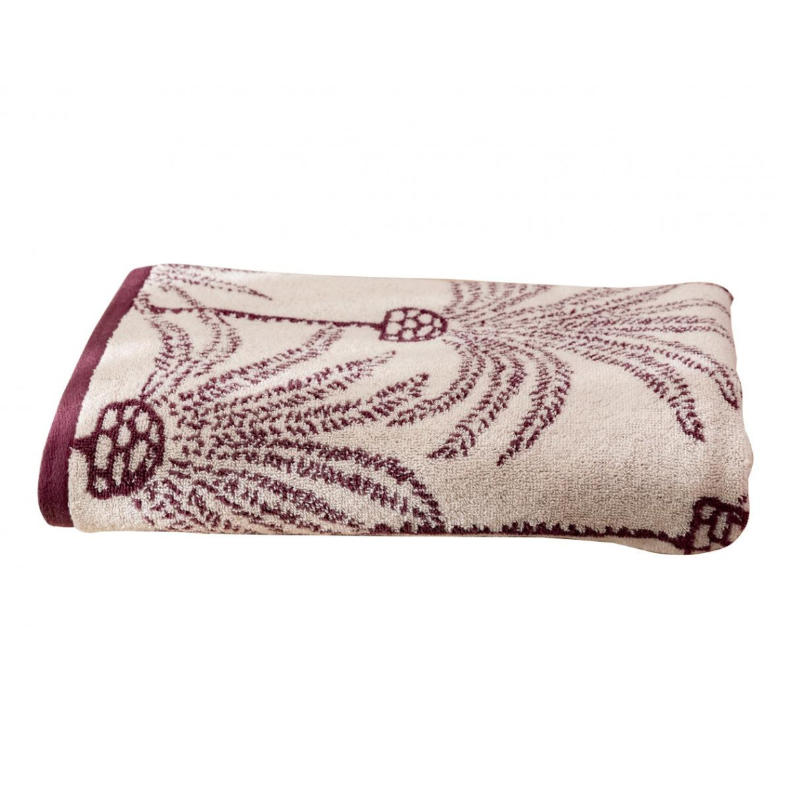 serviette de bain palmarix violette en coton