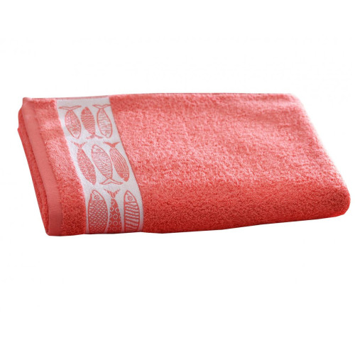 Becquet - Serviette de bain SARDINETTE orange corail en coton - Serviette de toilette Becquet