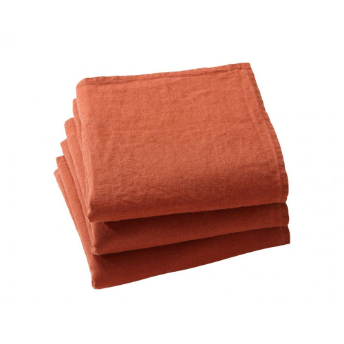 Becquet - Serviette de table LINA marron en lin - Promos serviettes de table