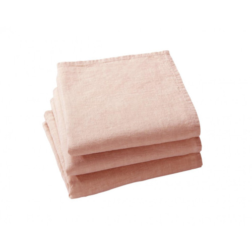 Becquet - Serviette de table LINA rose en lin - Promos serviettes de table