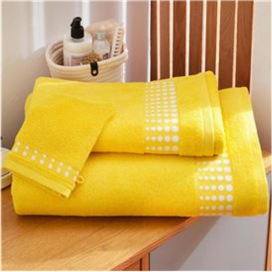 serviette de toilette jaune en coton 50x90 poismini