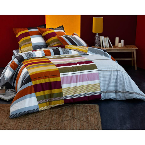 Becquet - Taie d'oreiller  ENZO multicolore en coton  - Taies d oreillers traversins multicolore