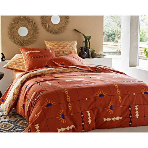Becquet - Taie d'oreiller  OAXACA terracotta en coton  - Taies d oreillers traversins rouge