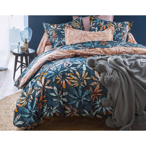 Becquet - Taie d'oreiller  PLANTA bleu en coton - Nouveautés Linge de lit