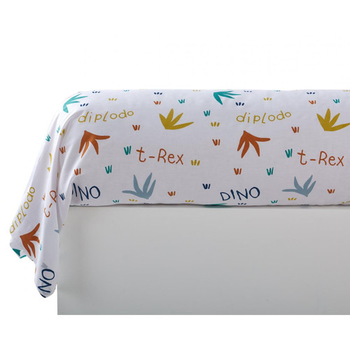 Becquet - Taie d'oreiller enfant T REX blanc en coton - Linge de lit enfant