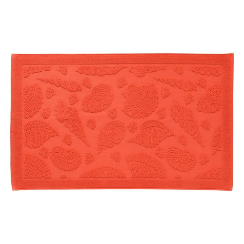 Becquet - Tapis de bain CRUSTACE orange corail en coton - Tapis de bain