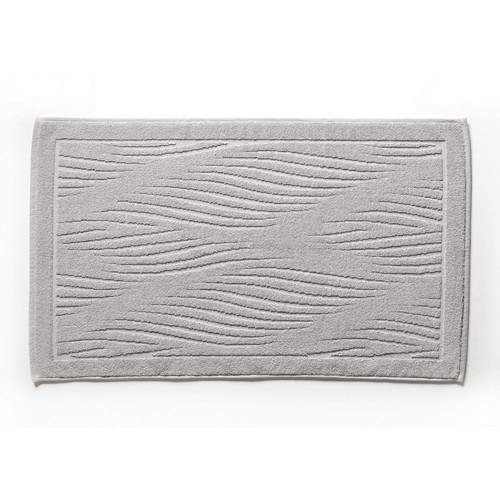 Becquet - Tapis de bain motifs vagues  gris perle- 800 g/m² 100% COTON - Tapis de bain