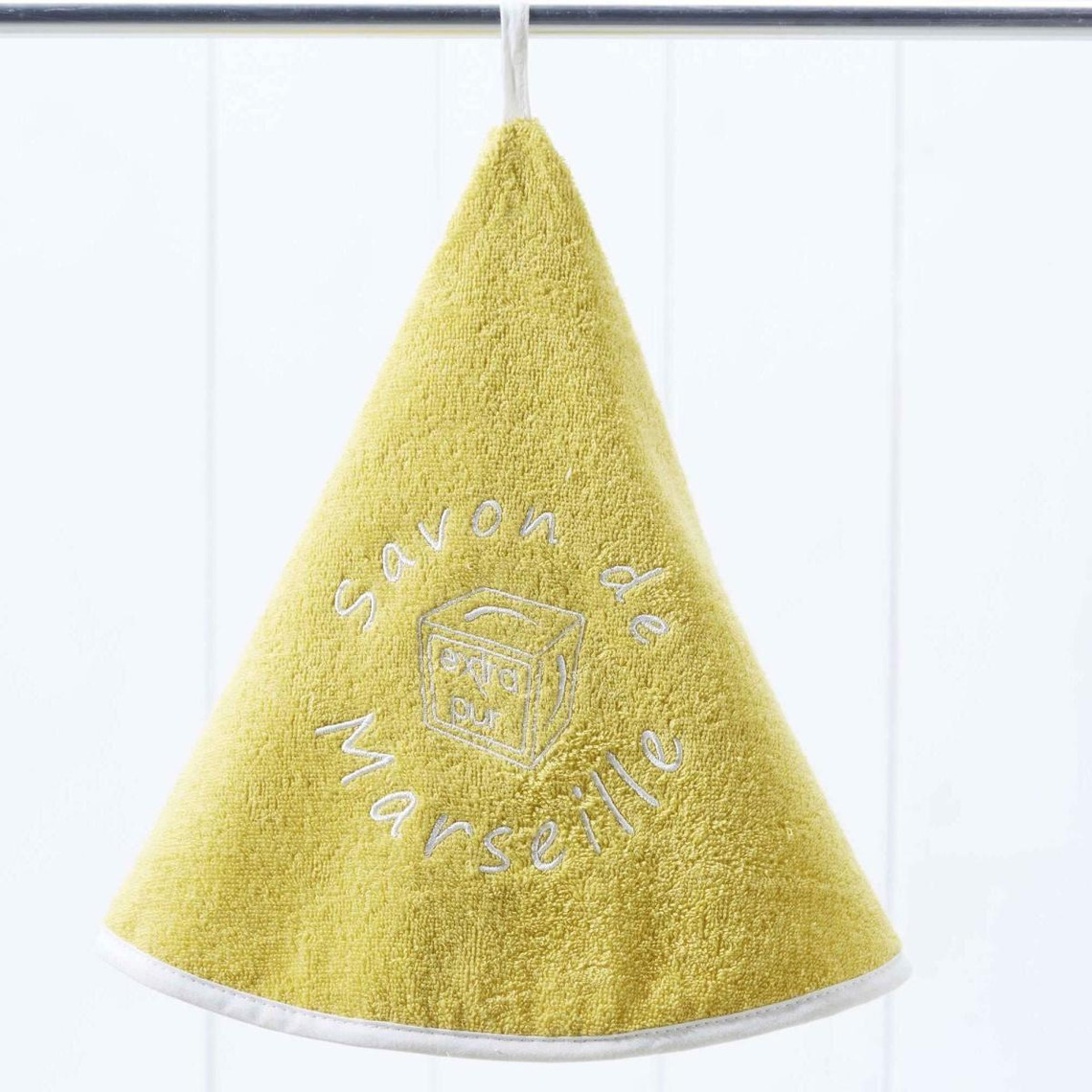 serviette essuie mains ronde 70cm en coton jaune