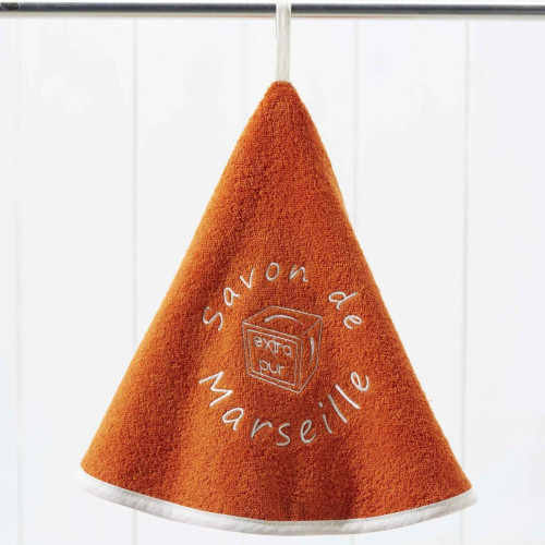 Serviette essuie mains ronde 70cm en coton MARSEILLE orange Orange Becquet Meuble & Déco